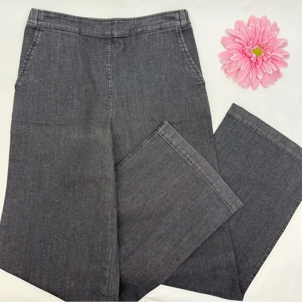 Neu Nomads Cara Palazzo Pants Cotton High Rise Wide Leg Pull On Trouser Black